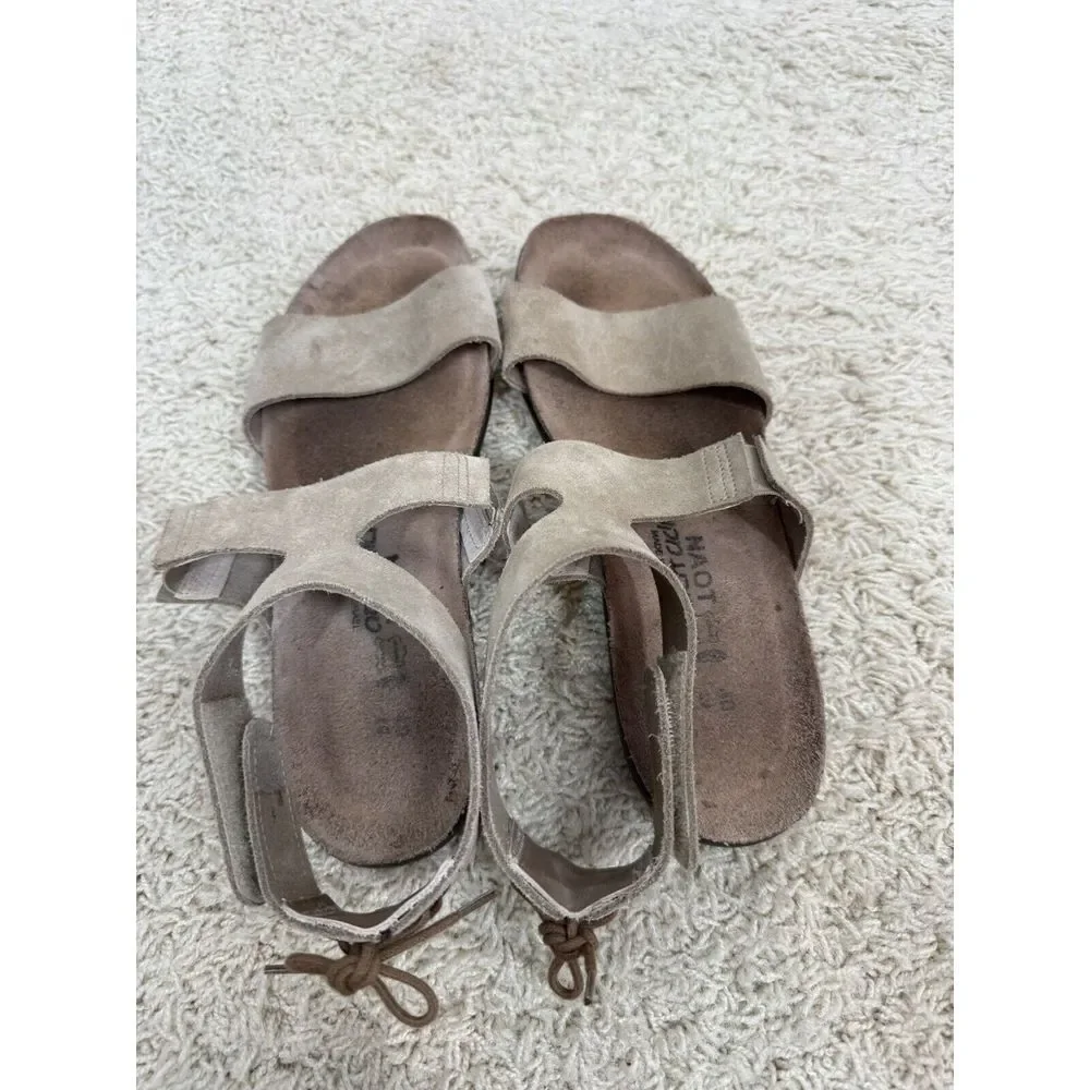 Naot Women's Tan Suede Larissa Comfort Sandals Size Euro 40 US 9 Ankle Tie Boho - Picture 7 of 12